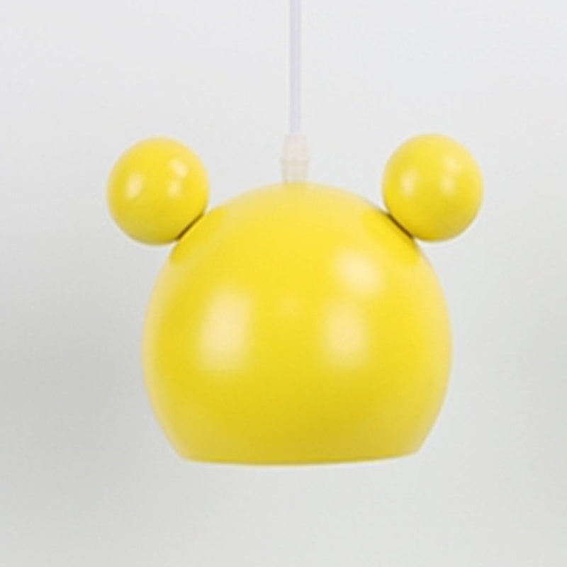 1 Light Bear Pendant Lighting Macaron Iron Pendant Ceiling Lights for Bedroom with Hanging Cord