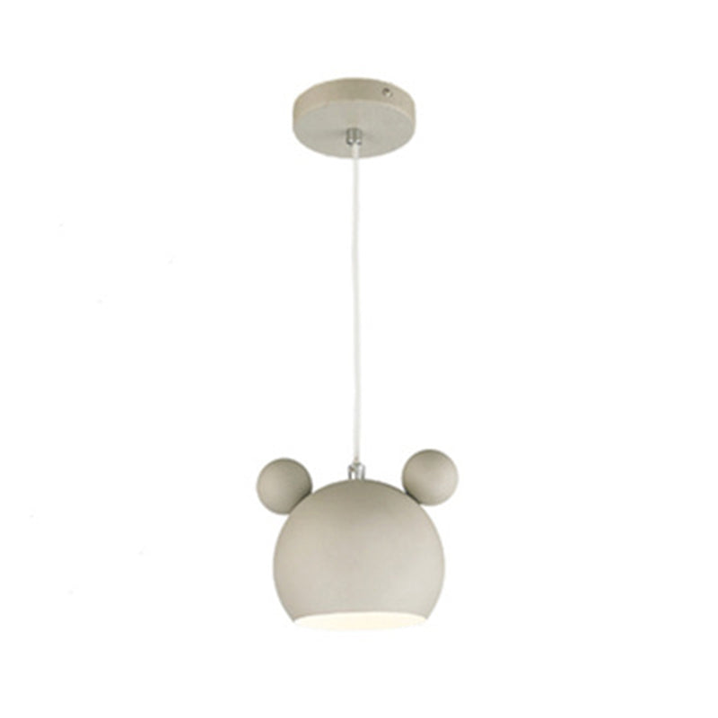 1 Light Bear Pendant Lighting Macaron Iron Pendant Ceiling Lights for Bedroom with Hanging Cord