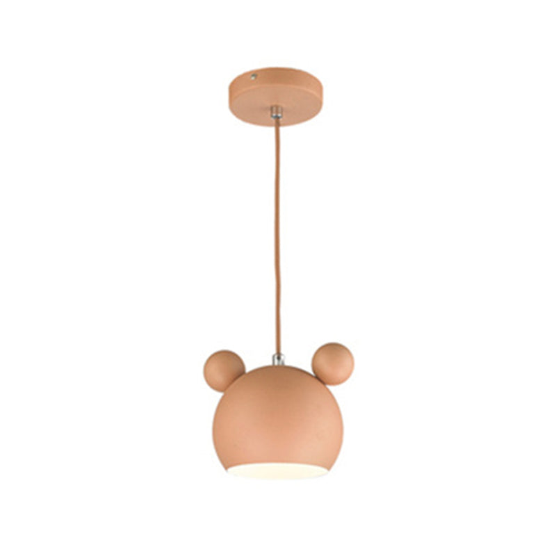 1 Light Bear Pendant Lighting Macaron Iron Pendant Ceiling Lights for Bedroom with Hanging Cord