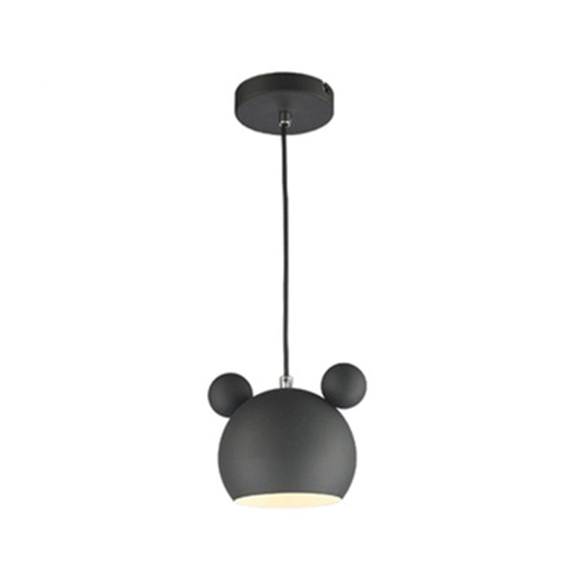 1 Light Bear Pendant Lighting Macaron Iron Pendant Ceiling Lights for Bedroom with Hanging Cord