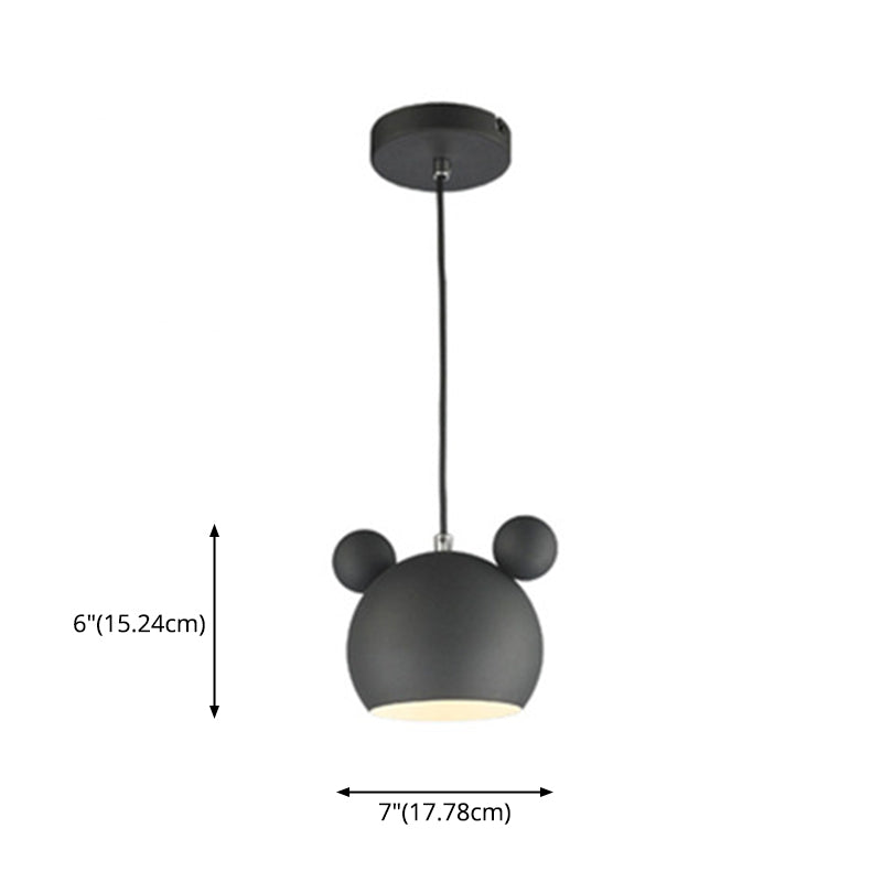 1 Light Bear Pendant Lighting Macaron Iron Pendant Ceiling Lights for Bedroom with Hanging Cord