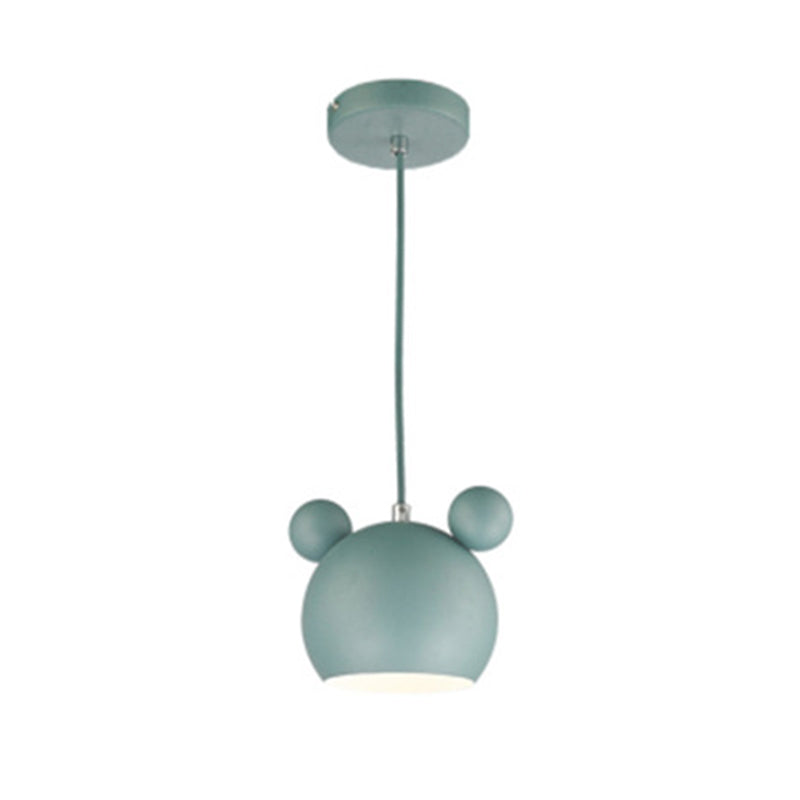 1 Light Bear Pendant Lighting Macaron Iron Pendant Ceiling Lights for Bedroom with Hanging Cord