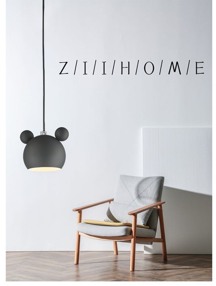 1 Light Bear Pendant Lighting Macaron Iron Pendant Ceiling Lights for Bedroom with Hanging Cord