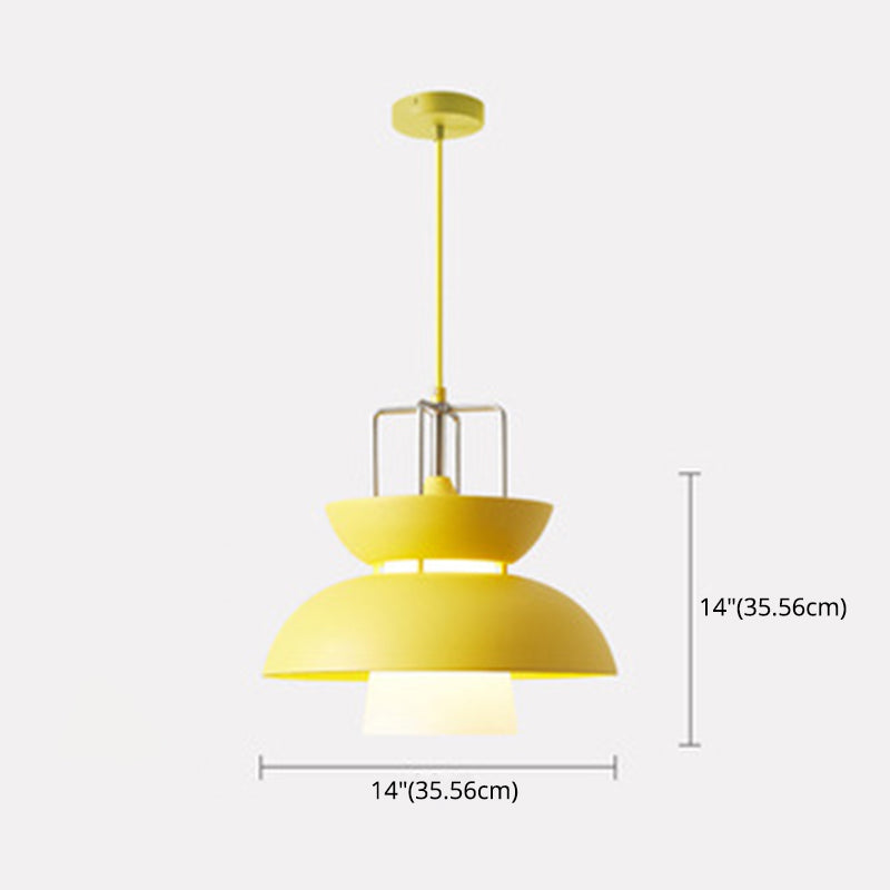 1 Light Bowl Light Pendant Macaron Aluminum Hanging Lights with Hanging Cord for Restaurant