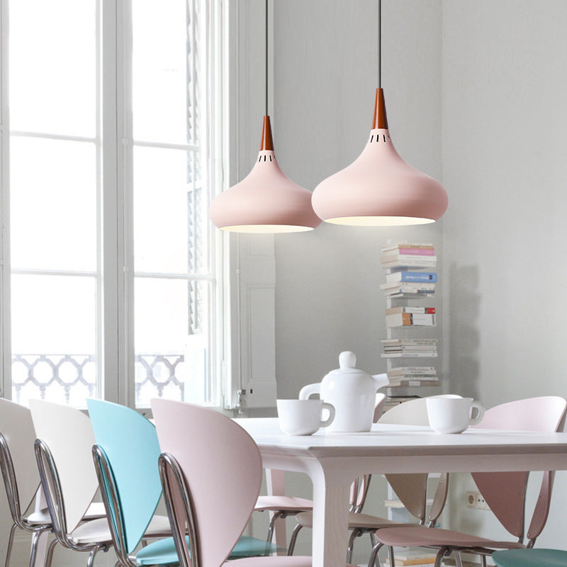 1 Light Spinning Ceiling Light Macaron Aluminum Ceiling Fixture for Restaurant