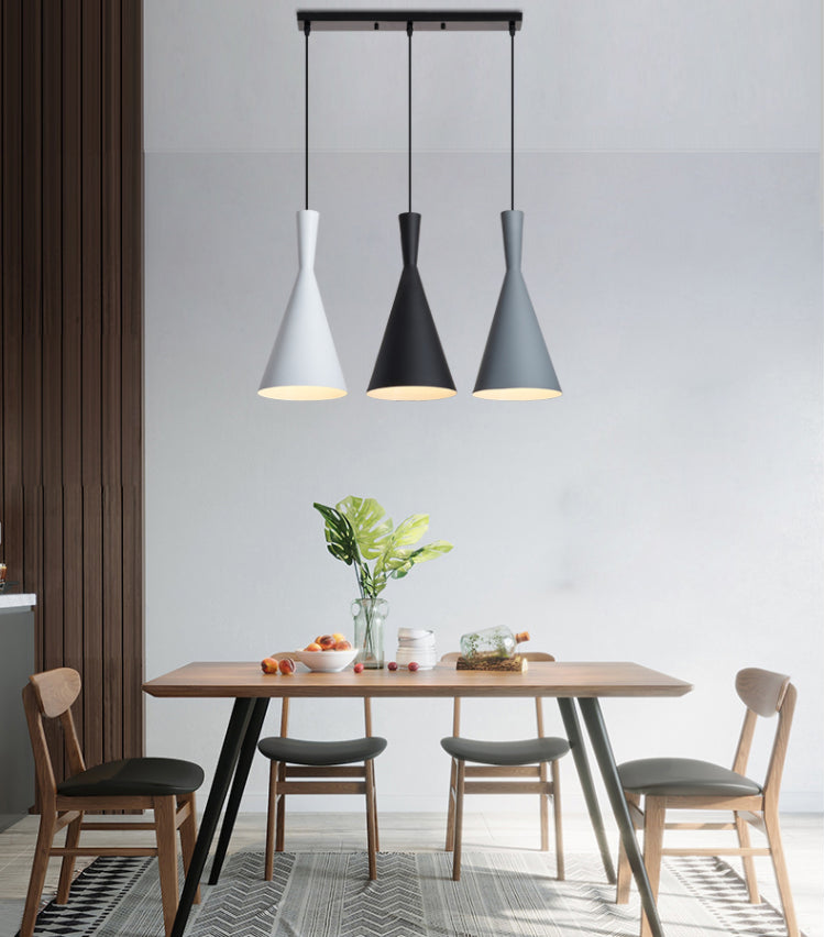 3 Lights Hourglass Hanging Pendant Lights Nordic Style Aluminum Multi Light Pendant for Restaurant