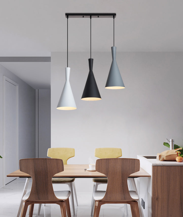 3 Lights Hourglass Hanging Pendant Lights Nordic Style Aluminum Multi Light Pendant for Restaurant