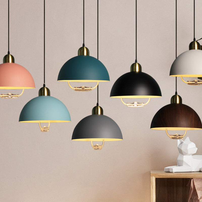 1 Light Semicircle Hanging Ceiling Lights Macaron Aluminum Hanging Light Fixtures for Restaurant