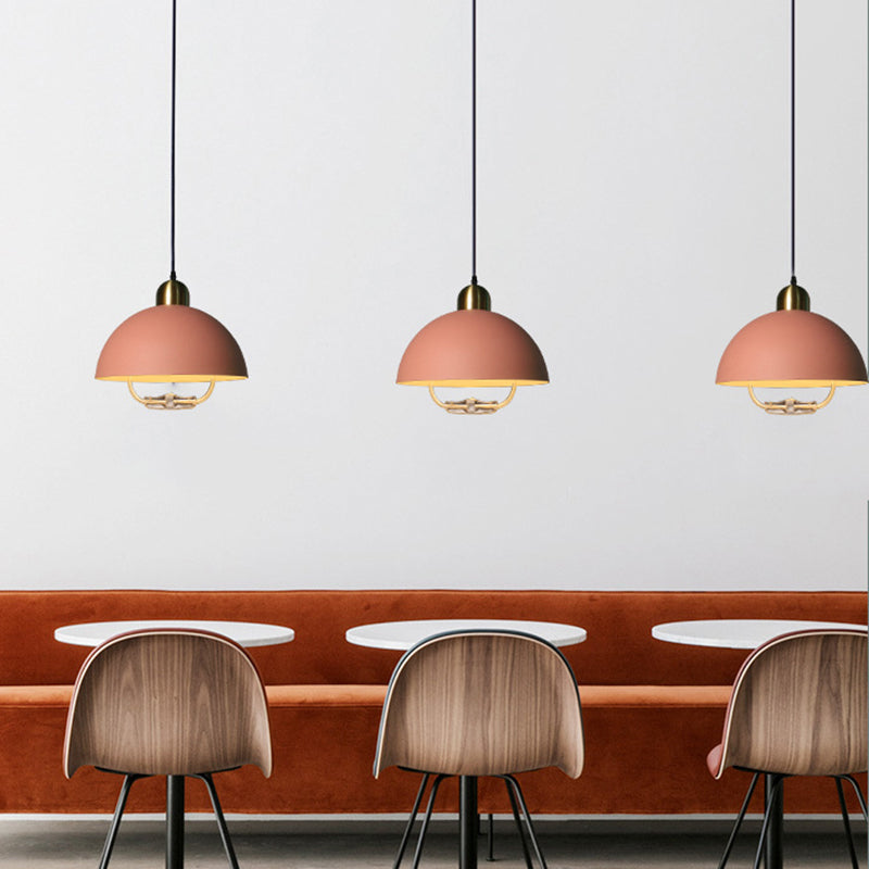 1 Light Semicircle Hanging Ceiling Lights Macaron Aluminum Hanging Light Fixtures for Restaurant