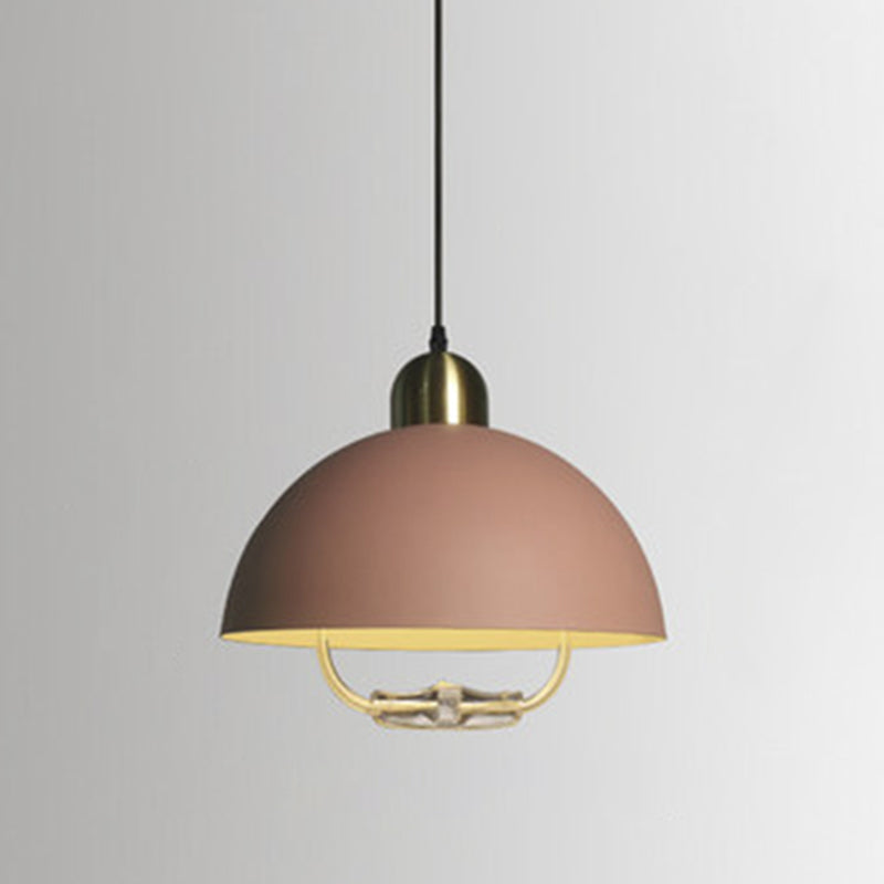 1 Light Semicircle Hanging Ceiling Lights Macaron Aluminum Hanging Light Fixtures for Restaurant