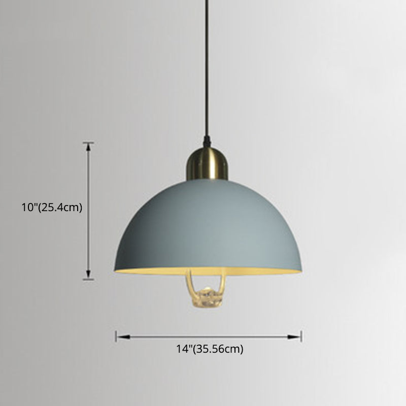 1 Light Semicircle Hanging Ceiling Lights Macaron Aluminum Hanging Light Fixtures for Restaurant