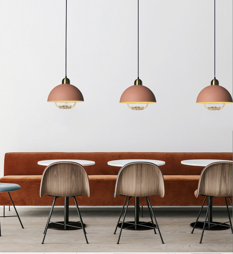 1 Light Semicircle Hanging Ceiling Lights Macaron Aluminum Hanging Light Fixtures for Restaurant