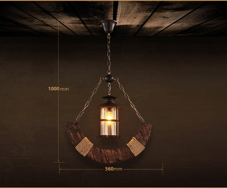 Houten noodlijdende houten hanglampverlichting Moon Shape Industrial Pendant Light Kit