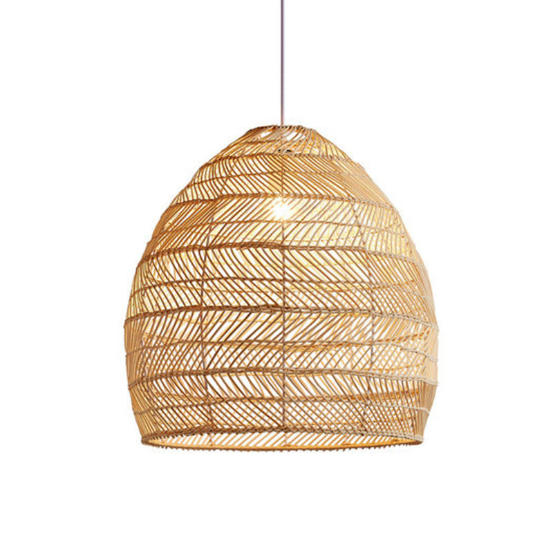 Bamboo Allonated Dome Pending Lighting Fixture Asia Style Beige suspendu luminaire