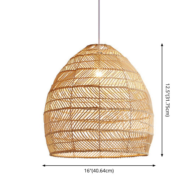 Bamboo Allonated Dome Pending Lighting Fixture Asia Style Beige suspendu luminaire