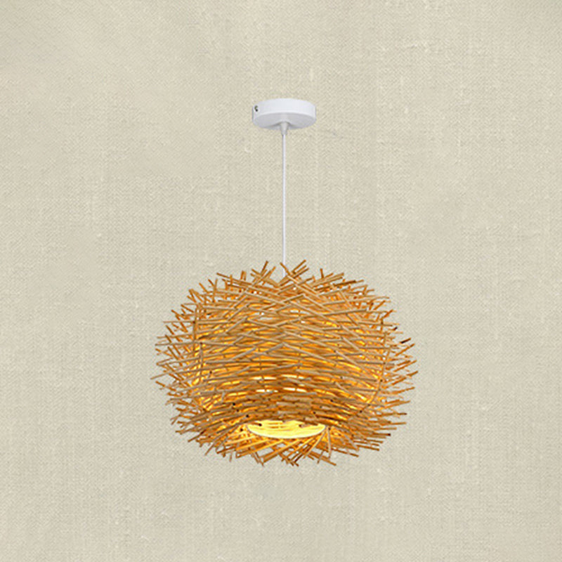 Kit di luce a ciondolo nido uccello giapponese rattan soggiorno appeso il soffitto in beige