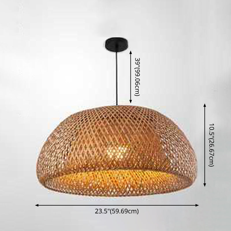 Ciotola in bambù sospeso a sospensione Luce cinese in stile cinese BEIGE Luce a soffitto per ristorante