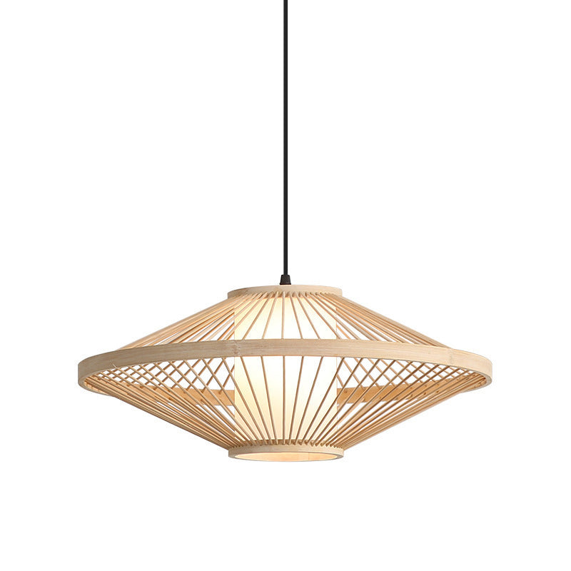 Flying Saucer Bamboo Pendant Lighting Asia Suspension Pendante Suspension Asie