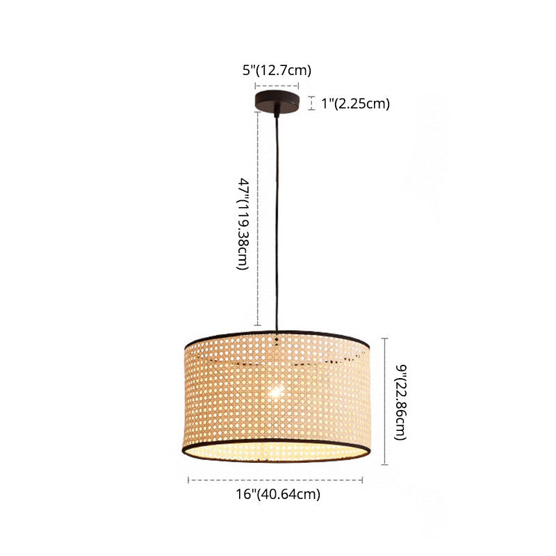 Lampada a sospensione moderna a sospensione moderna a sospensione a forma di batteria in bambù in beige