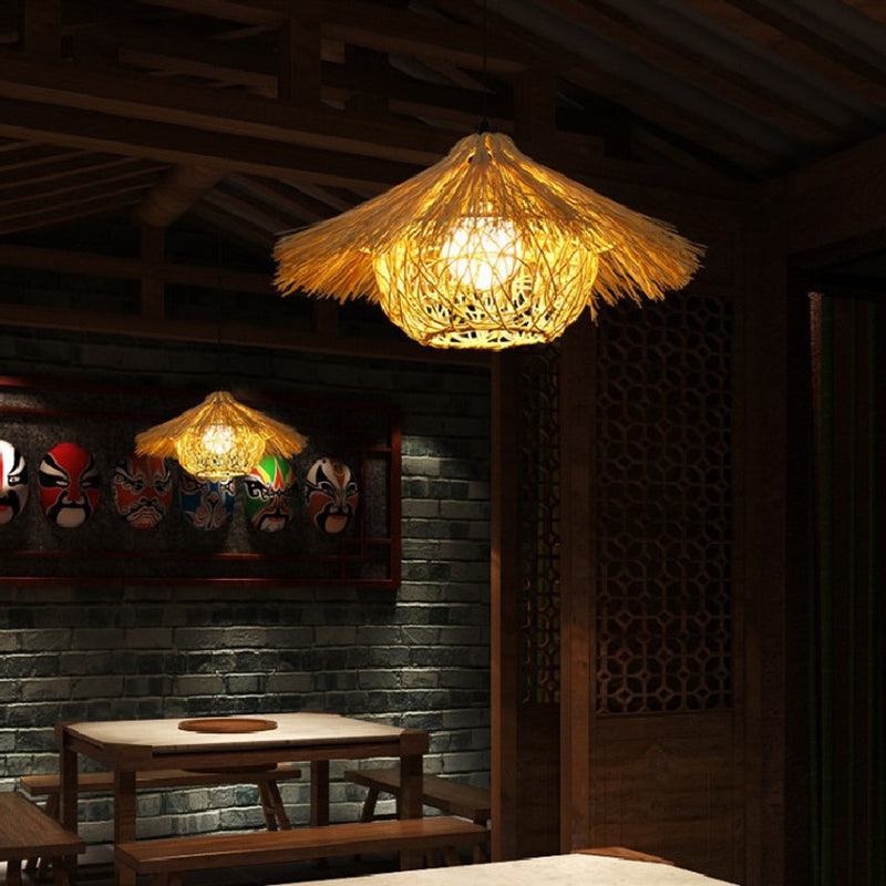 Apparecchio di illuminazione a sospensione contemporanea per il nido rattan ristorante appeso a soffitto in beige