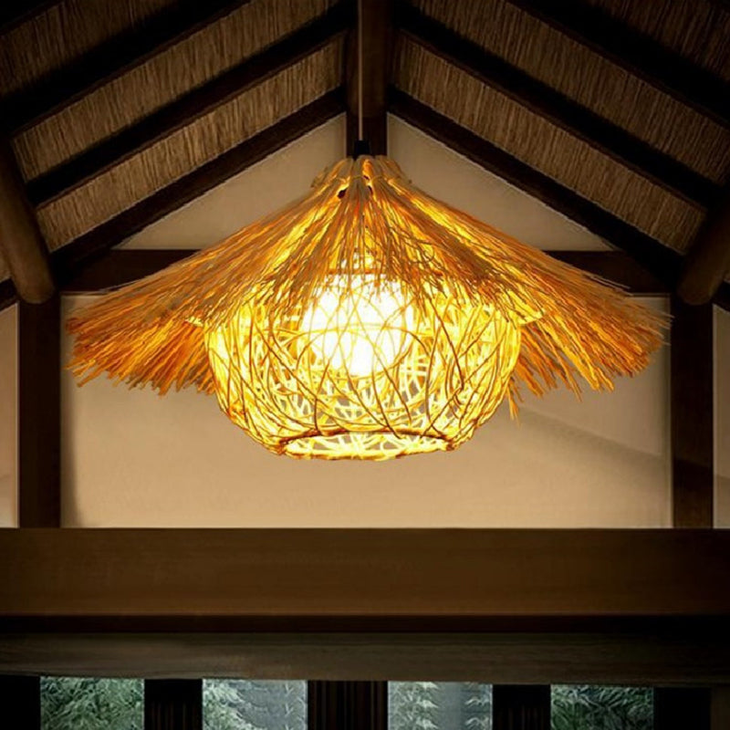 Apparecchio di illuminazione a sospensione contemporanea per il nido rattan ristorante appeso a soffitto in beige