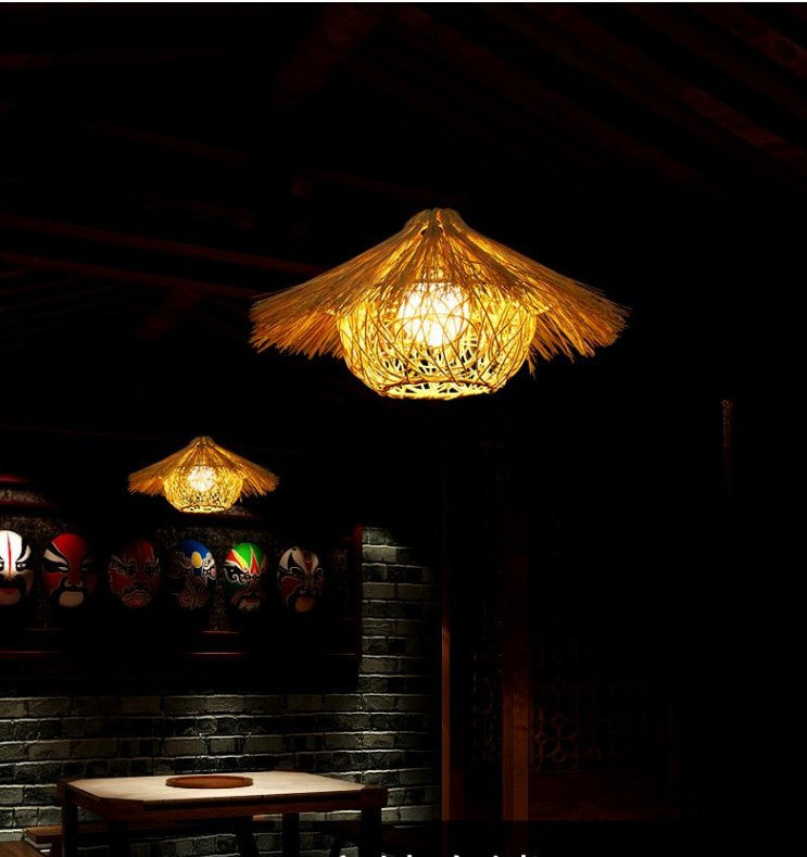 Apparecchio di illuminazione a sospensione contemporanea per il nido rattan ristorante appeso a soffitto in beige