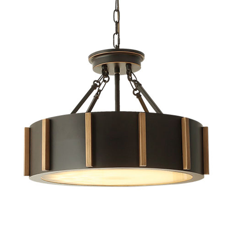 Iron Gear Drop Pendant 14"/18" Dia Traditional LED Black Hanging Ceiling Lamp, Warm Light