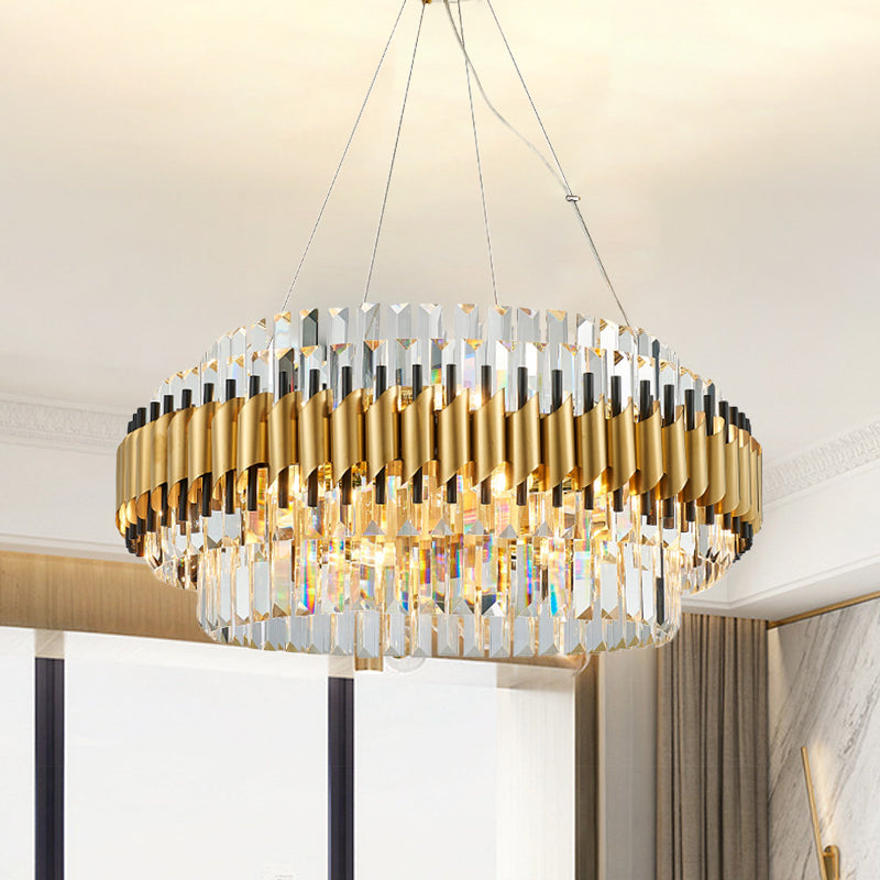 Crystal rond suspendu Light Light Contemporain 12/16-Light Golden Chandelier