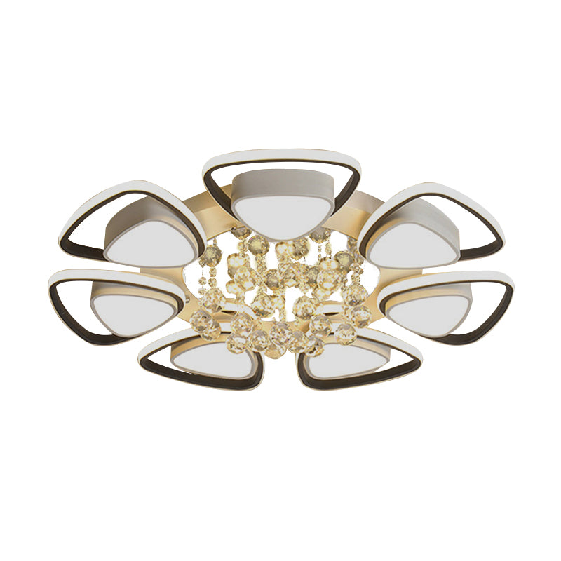 Metalen Petal Plafond Flush Mount Hedendaagse LED Zwart en Wit Indoor Light Fixture met Crystal Draping, Warm/Wit Licht