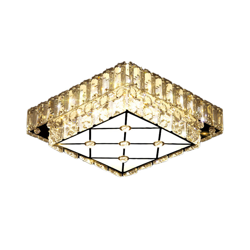 Modernist Square Flush Mount Light Clear Crystal LED Hallway Ceiling Light Fixture