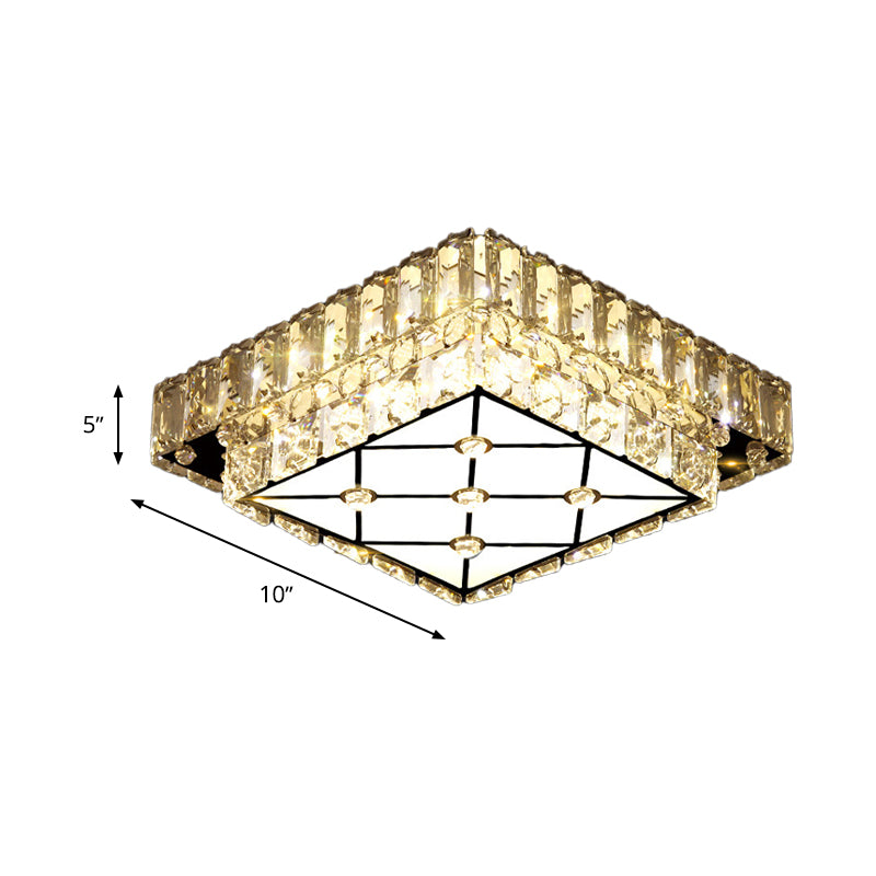 Modernist Square Flush Mount Light Clear Crystal LED Hallway Ceiling Light Fixture