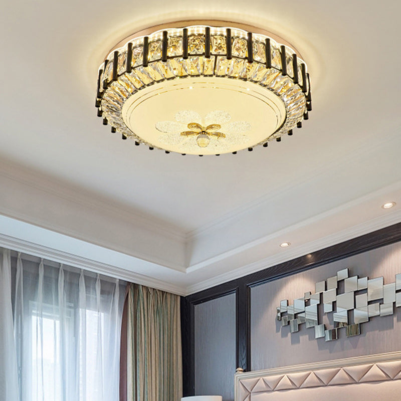 Lampada da soffitto Black Gear in stile moderno LED sfaccettato in cristallo K9, apparecchio da incasso, terza marcia