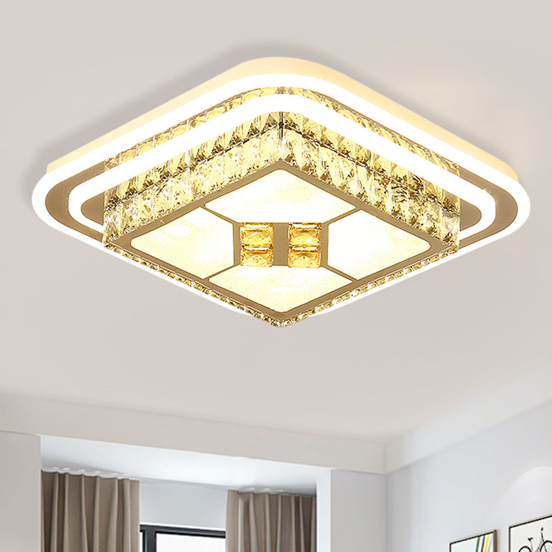 Lampada da soffitto a LED bianca larga 14"/19,5"/23,5" Lampada da incasso quadrata contemporanea in acrilico per camera da letto in luce calda/bianca/attenuazione continua con telecomando