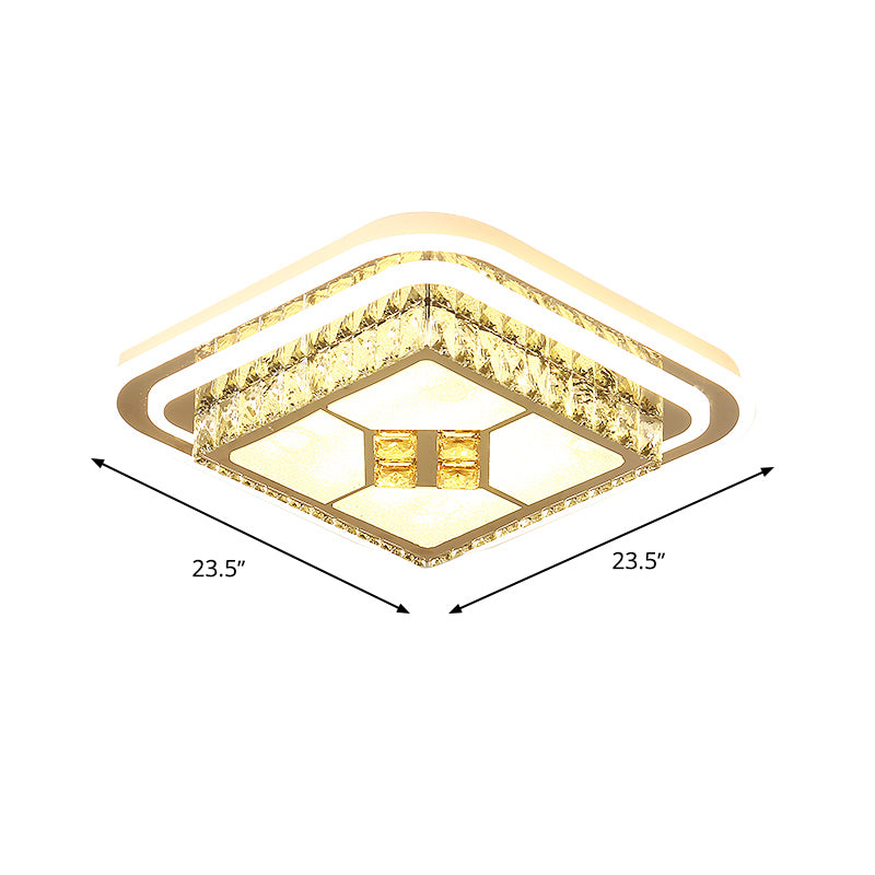 Lampada da soffitto a LED bianca larga 14"/19,5"/23,5" Lampada da incasso quadrata contemporanea in acrilico per camera da letto in luce calda/bianca/attenuazione continua con telecomando