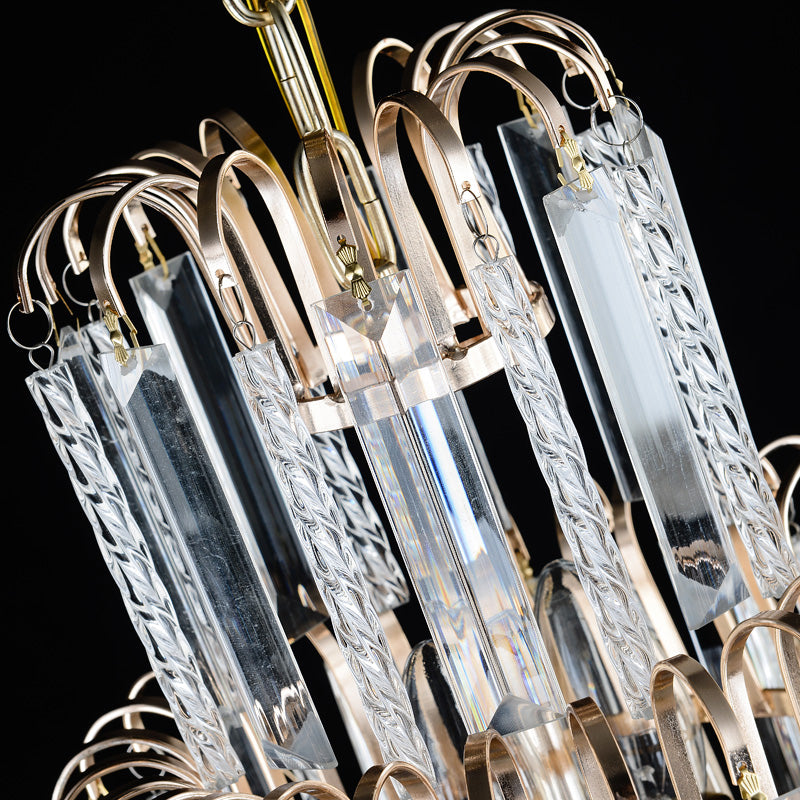 Victorian Style Tiered Crystal Chandelier 9-Light Golden Ceiling Pendant Fixture