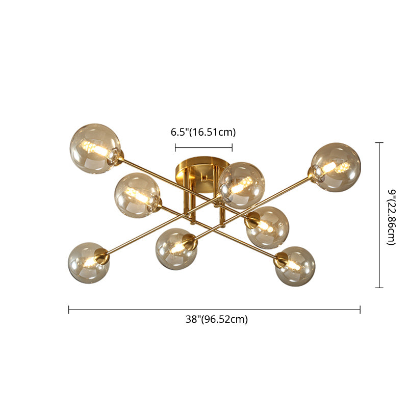 Moderne Minimalismus -Stil Deckenleuchte Gla Globe Schatten Metall ineinandergreifende Leitungen formen Sie Beleuchtungskörperlampen