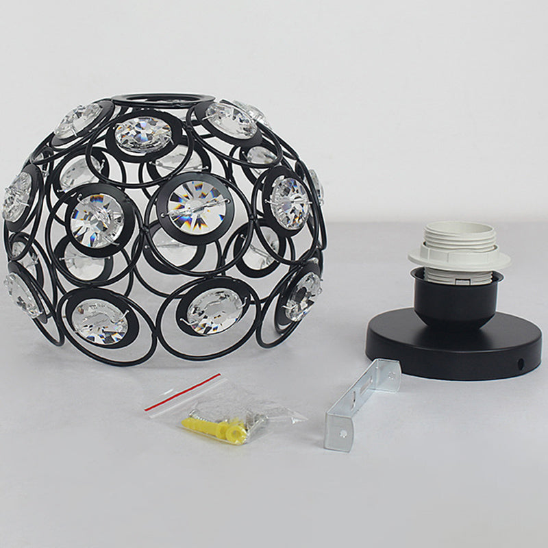 7" Width Contemporary Style Mini Ceiling Light Metal Frame with Crystal Beaded Semi-Flush Mount Lighting Fixture