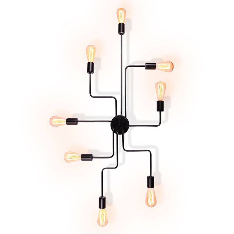 Open bol Spider plafondlicht retro-stijl smeedijzeren multi-light woonkamer blusem-mount suspensie licht in zwart