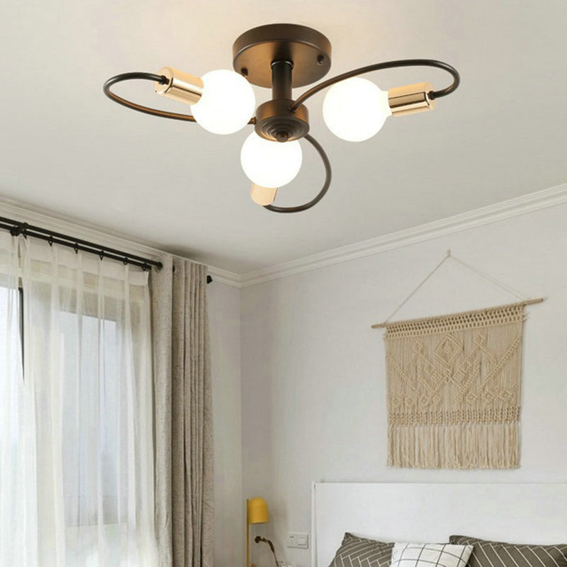 Pétal en forme de pétale moderne simplicité plafonnier Light Home Decorative Iron Semi Flush Mount Mount pour chambre à coucher