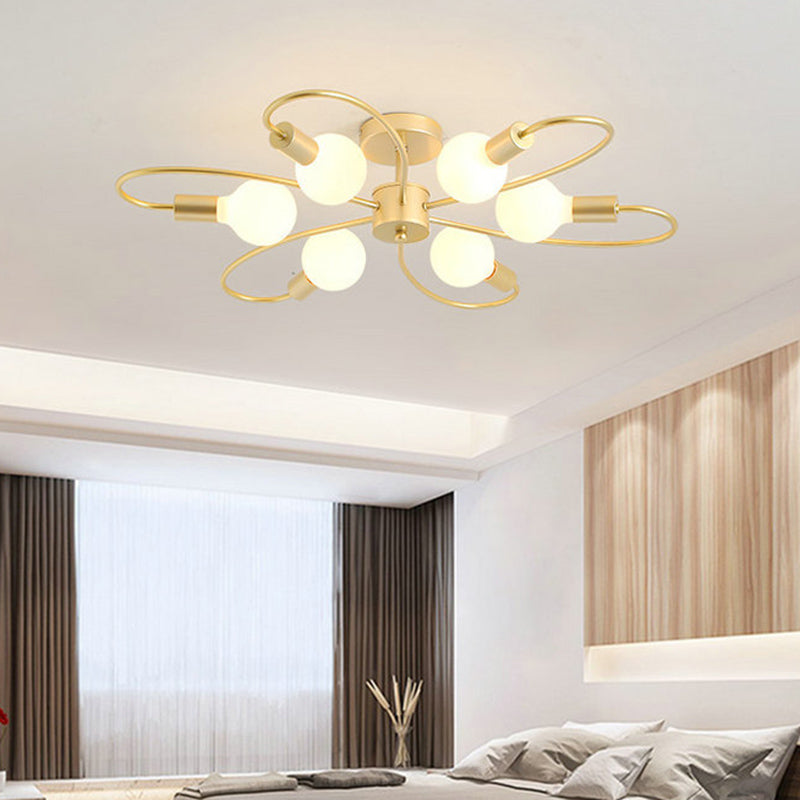 Petal Shaped Modern Simplicity Ceiling Light Home Decorative Iron Semi Flush-mount Lamp for Living Room Bedroom