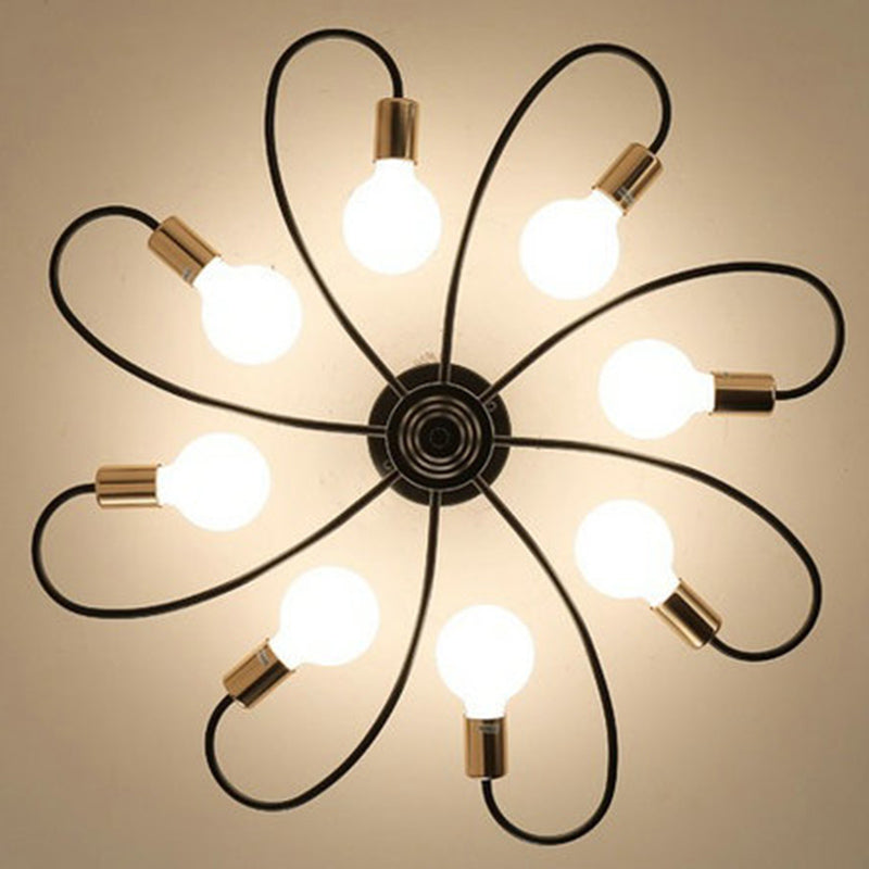 Pétal en forme de pétale moderne simplicité plafonnier Light Home Decorative Iron Semi Flush Mount Mount pour chambre à coucher