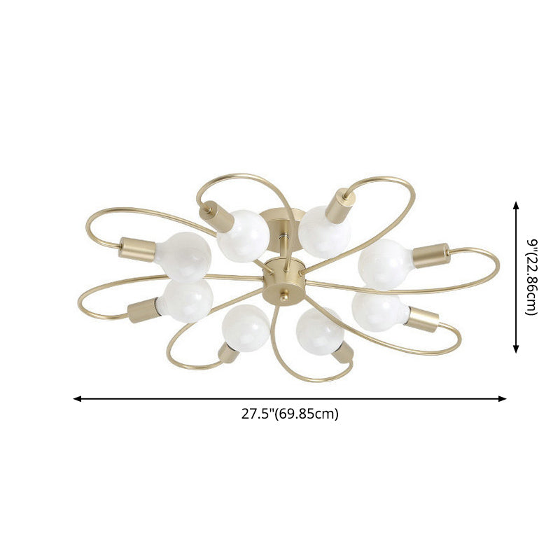 Petal Shaped Modern Simplicity Ceiling Light Home Decorative Iron Semi Flush-mount Lamp for Living Room Bedroom