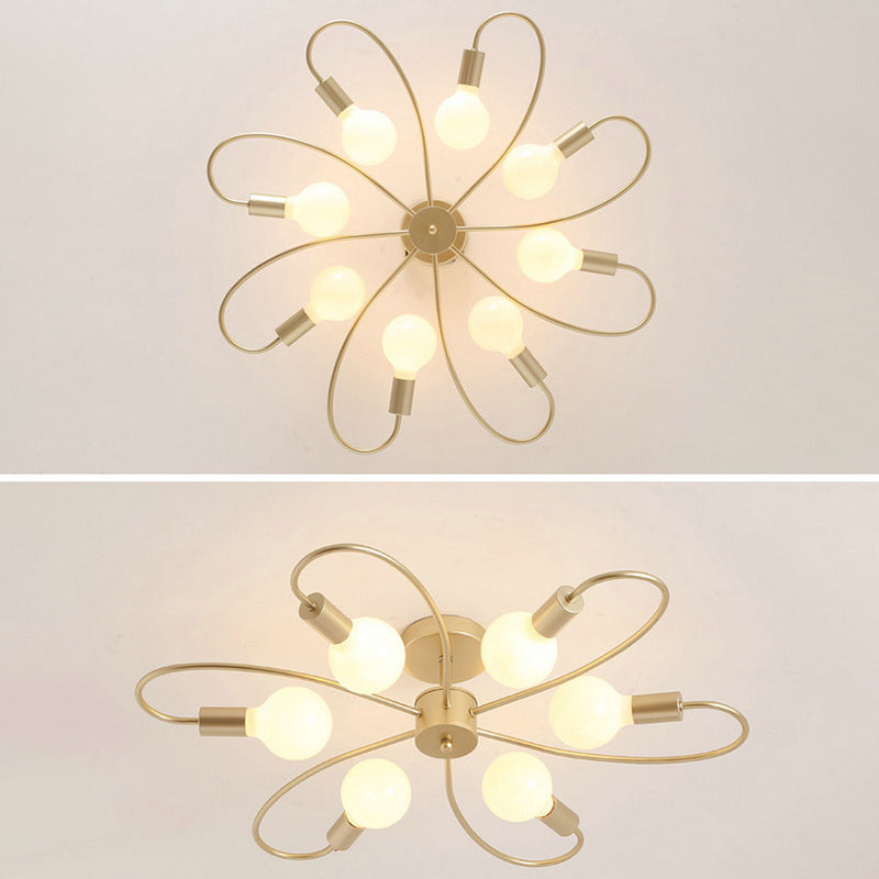 Petal Shaped Modern Simplicity Ceiling Light Home Decorative Iron Semi Flush-mount Lamp for Living Room Bedroom