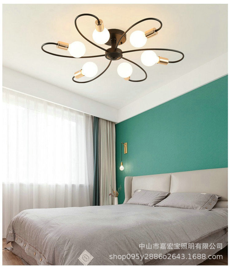 Petal Shaped Modern Simplicity Ceiling Light Home Decorative Iron Semi Flush-mount Lamp for Living Room Bedroom