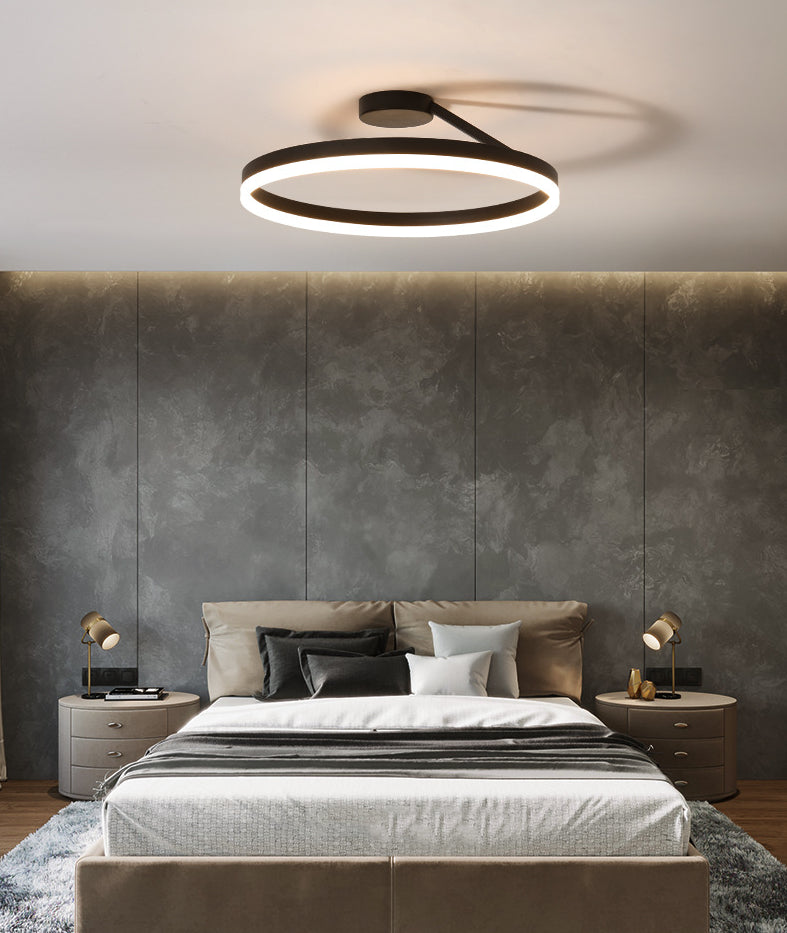 Modern Minimalist Circles LED Ceiling Light Acrylic Lampshade Flush Mount Lamp for Study Room Bedroom