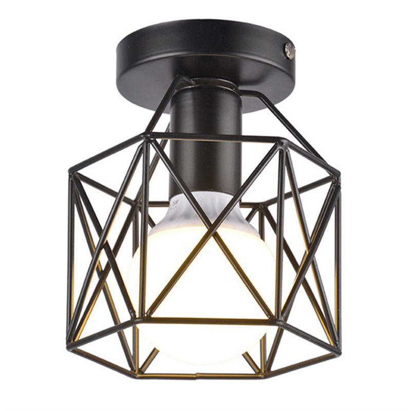 Cage semi-flush Lights Metal Industrial Flush Mount Spotlight pour le couloir