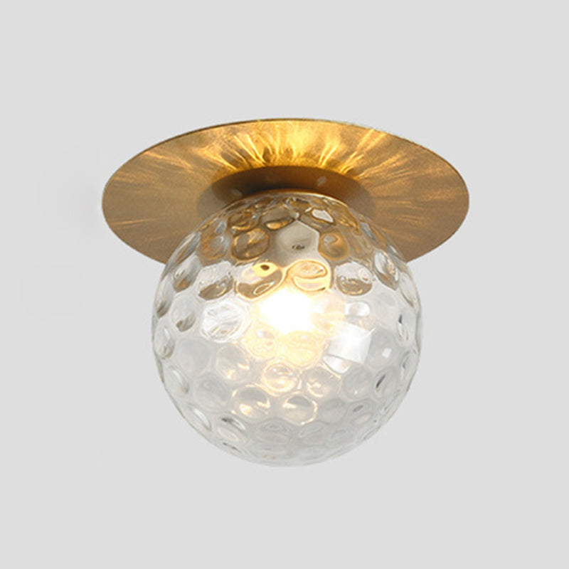 Spherical Semi Flush Light Fixtures 1 Light Glass Modern Flush Mount Ceiling Light Fixture for Hallway