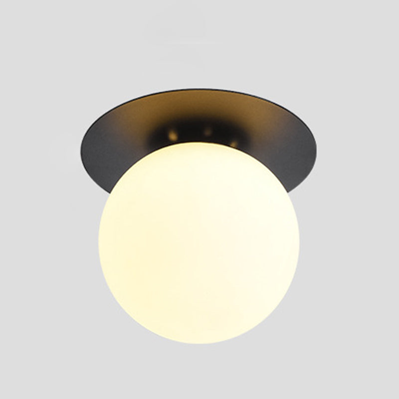 Spherical Semi Flush Light Fixtures 1 Light Glass Modern Flush Mount Ceiling Light Fixture for Hallway