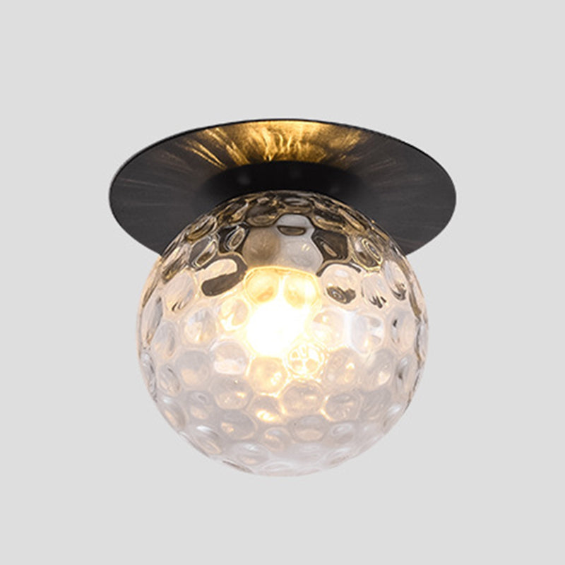 Spherical Semi Flush Light Fixtures 1 Light Glass Modern Flush Mount Ceiling Light Fixture for Hallway