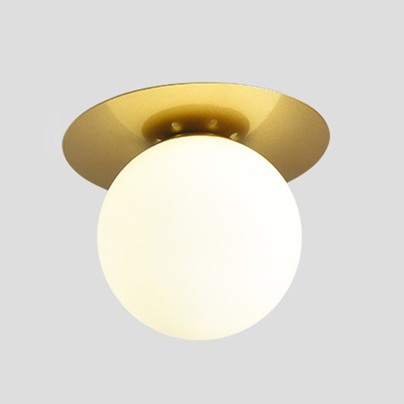 Spherical Semi Flush Light Fixtures 1 Light Glass Modern Flush Mount Ceiling Light Fixture for Hallway